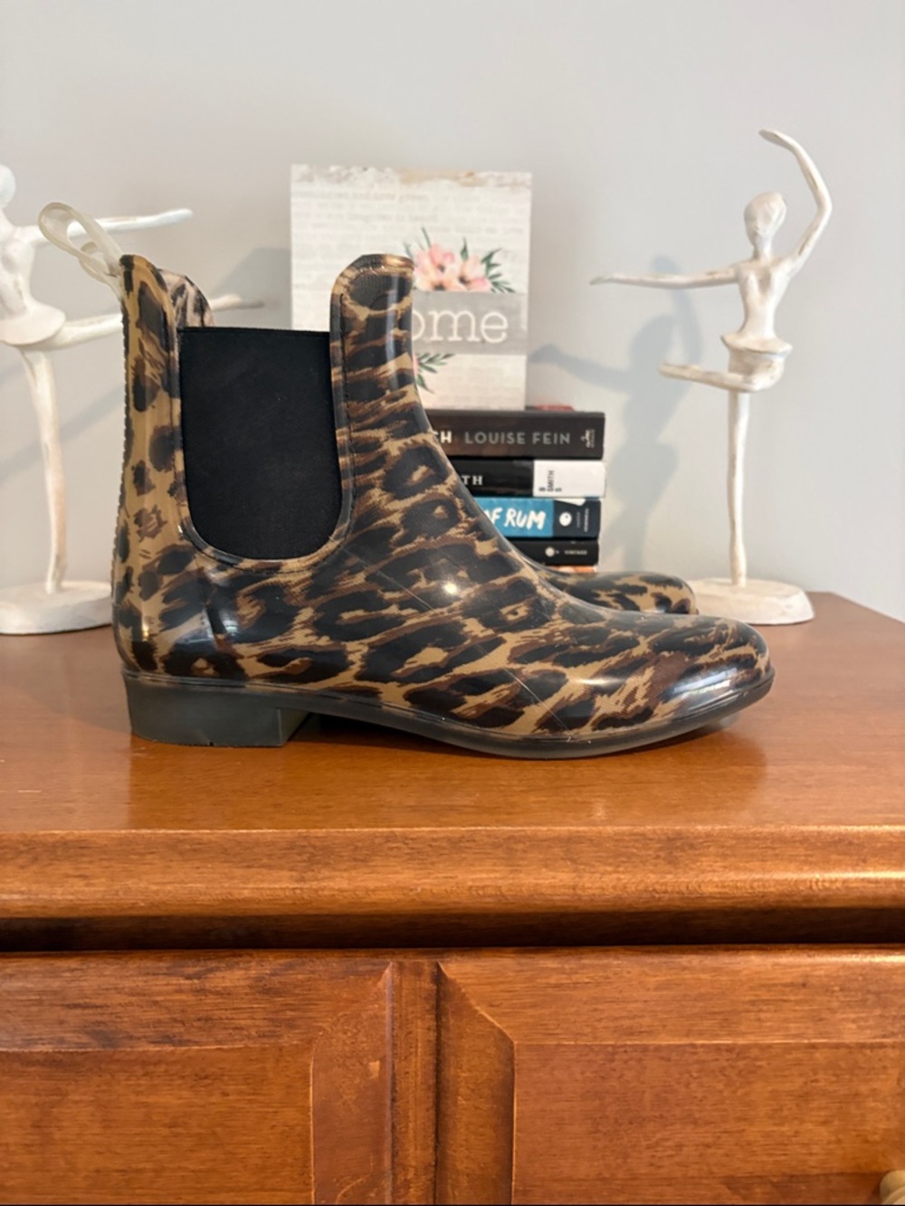 J. Crew Leopard Print Ankle Rain Boots - Black & Brown - Picture 2 of 2
